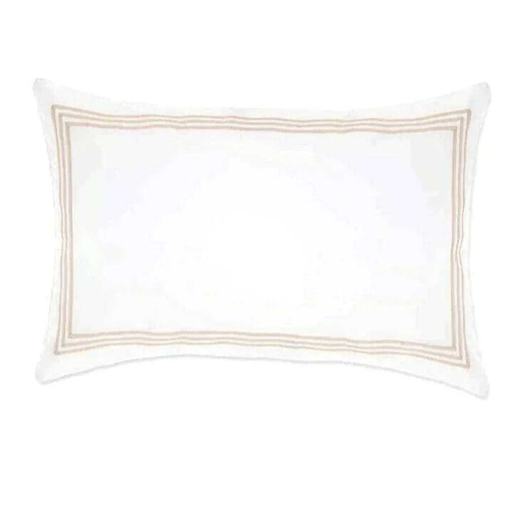 Wamsutta Luxury King Pillow Shams Triple Baratta Stripe Set of 2 White Taupe